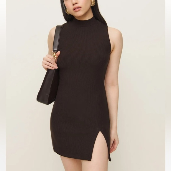 new Reformation cafe skylar ribbed mini dress